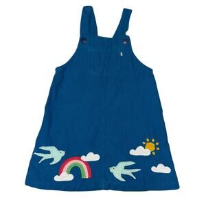 Frugi Rainbow Birds Overall Jumper Dress 5/6 Corduroy Organic Cotton‎ Applique